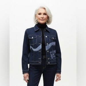 Christine Phillipe Denim Embroidered Sequin Jean Jacket